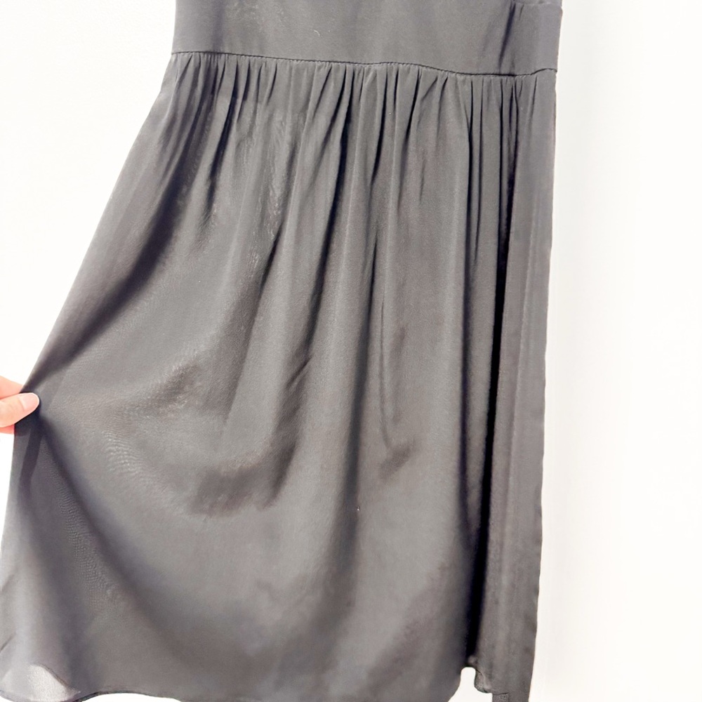 Amanda Uprichard Ruffle Strap Back V‎ Neck Silk Black Mini Dress Small - Picture 7 of 8